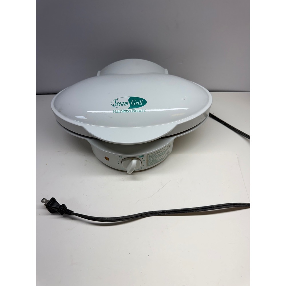 Hamilton Beach Steam Grill White Indoor Electric Countertop Grill with Timer